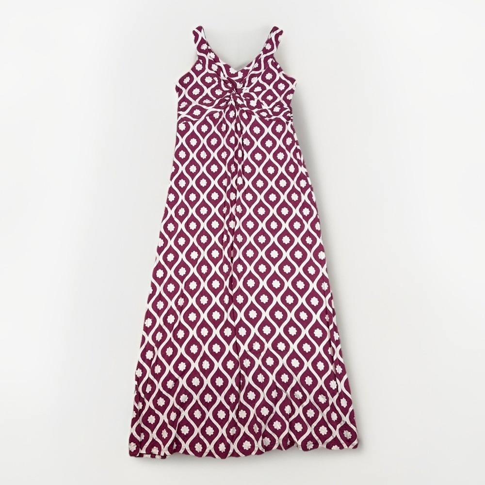 Boden Dress Womens 10R Purple Geometric Sleeveless V Neck Jersey Maxi Sundress